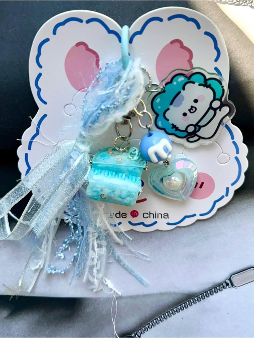 Blue Cute Piano Charm Keychain Bundle